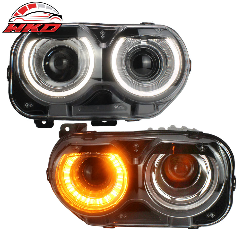 Wholesale 15-23 Dodge Challenger Sequential LED Halo DRL Projector Headlights Pair
