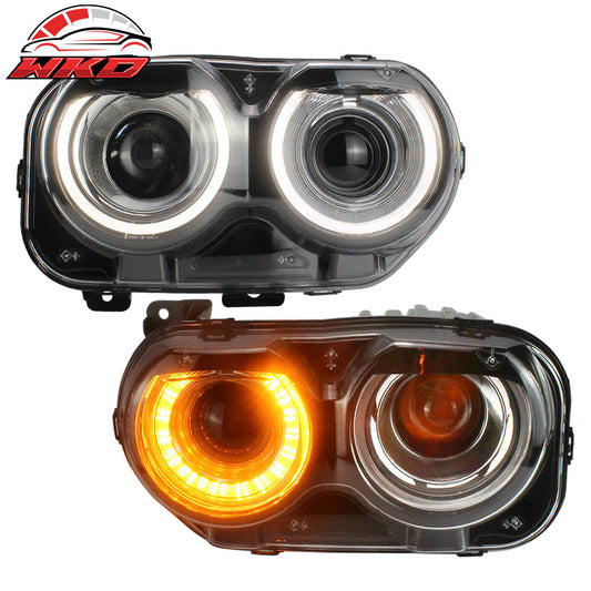 Wholesale 15-23 Dodge Challenger Sequential LED Halo DRL Projector Headlights Pair