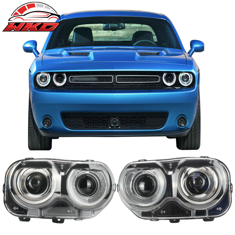 Fits 15-23 Dodge Challenger Sequential LED Halo DRL Projector Headlights Pair