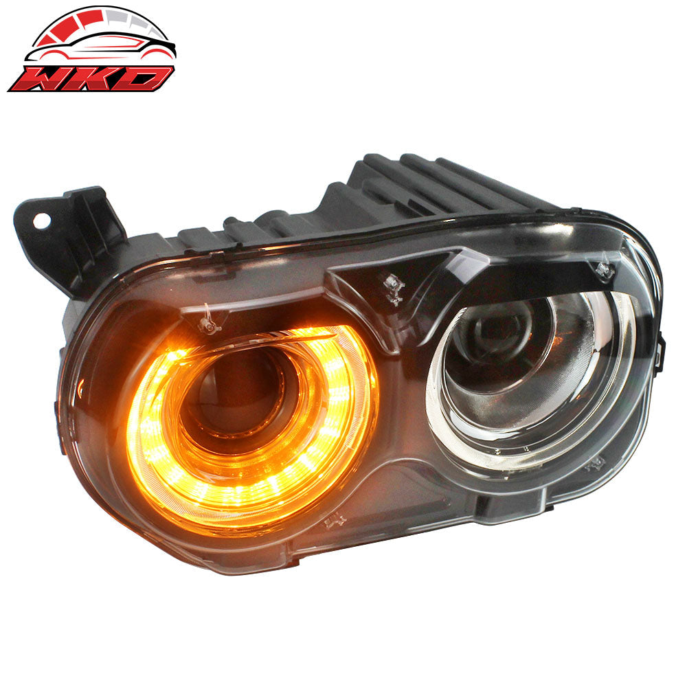 Fits 15-23 Dodge Challenger Sequential LED Halo DRL Projector Headlights Pair