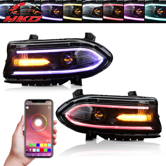 2015-23 Dodge Charger Projector DRL LED Headlights Lamps Pair w/ 7 Colors | Wholesale