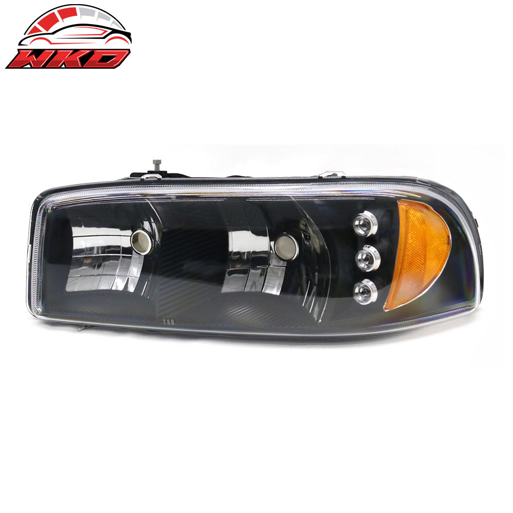 Fits 99-06 GMC Sierra 00-06 Yukon 1500 Front Headlights Head Light Lamp Assembly