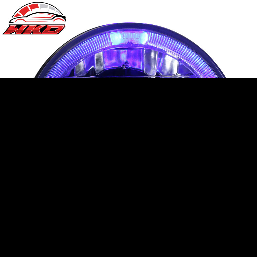 Universal 2PCS 5" Round Headlights Conversion Semi Sealed White LED Blue Halo