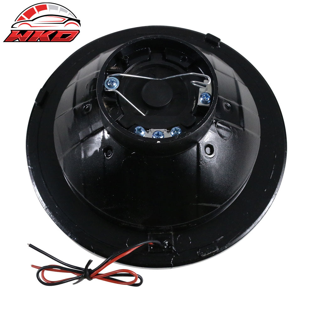 Universal 2PCS 5" Round Headlights Conversion Semi Sealed White LED Blue Halo