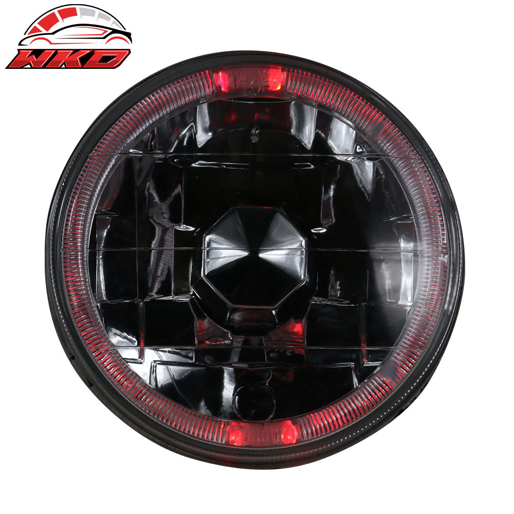 5 Inch Round Headlights Conversion Angel Eye Crystal Clear Red Halo LED Pair