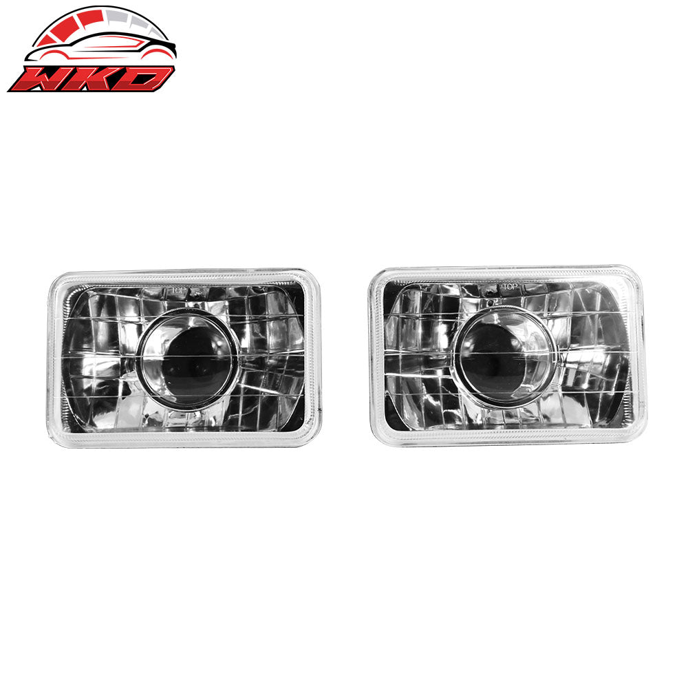 Wholesale Universal Chrome 7X6 Square H4 Diamond Projector Left Right Headlights - Bulk Orders & Dealer Pricing Available