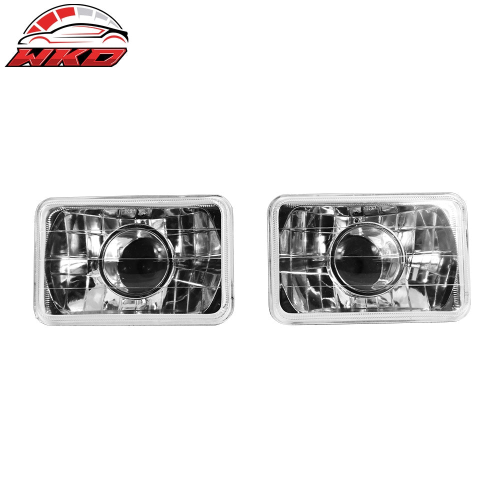 Wholesale Universal Chrome 7X6 Square H4 Diamond Projector Left Right Headlights 每 Bulk Orders & Dealer Pricing Available
