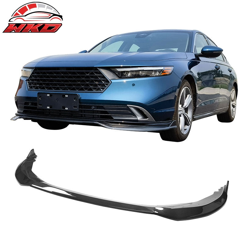 Fits 23-26 Honda Accord 11th V2 Style Front Bumper Lip Carbon Fiber Print 3PC