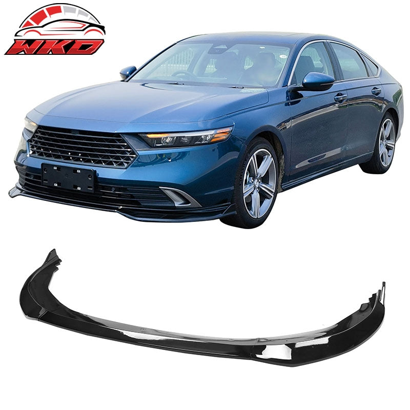 Fits 23-26 Honda Accord 11th V2 Style Front Bumper Lip Spoiler Gloss Black 3PC