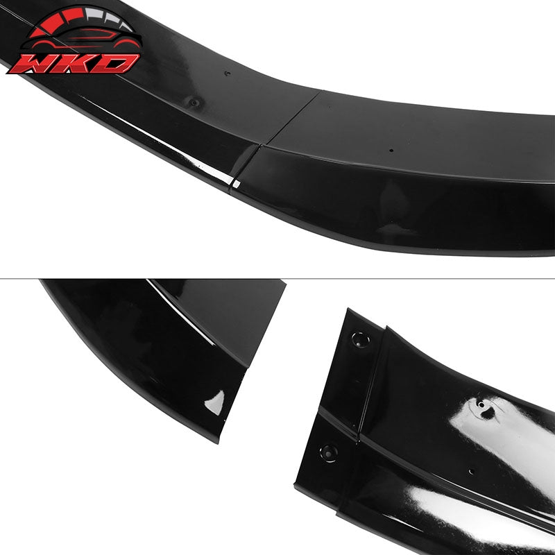 Fits 23-26 Honda Accord 11th V2 Style Front Bumper Lip Spoiler Gloss Black 3PC