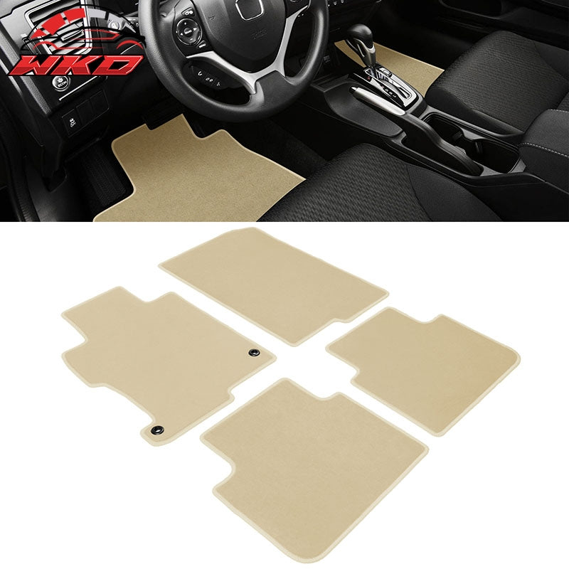 Fits 13-17 Honda Accord 4DR Floor Mats Liner Front Rear Nylon Beige Carpets 4PCS