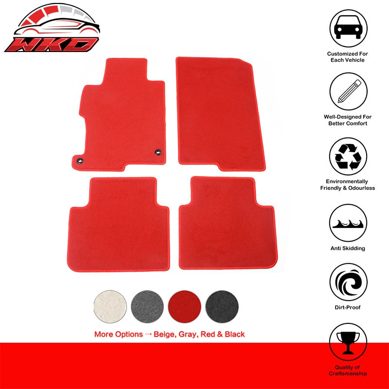 Fits 13-17 Honda Accord 4DR Floor Mats Liner Front Rear Nylon Red Carpets 4PCS