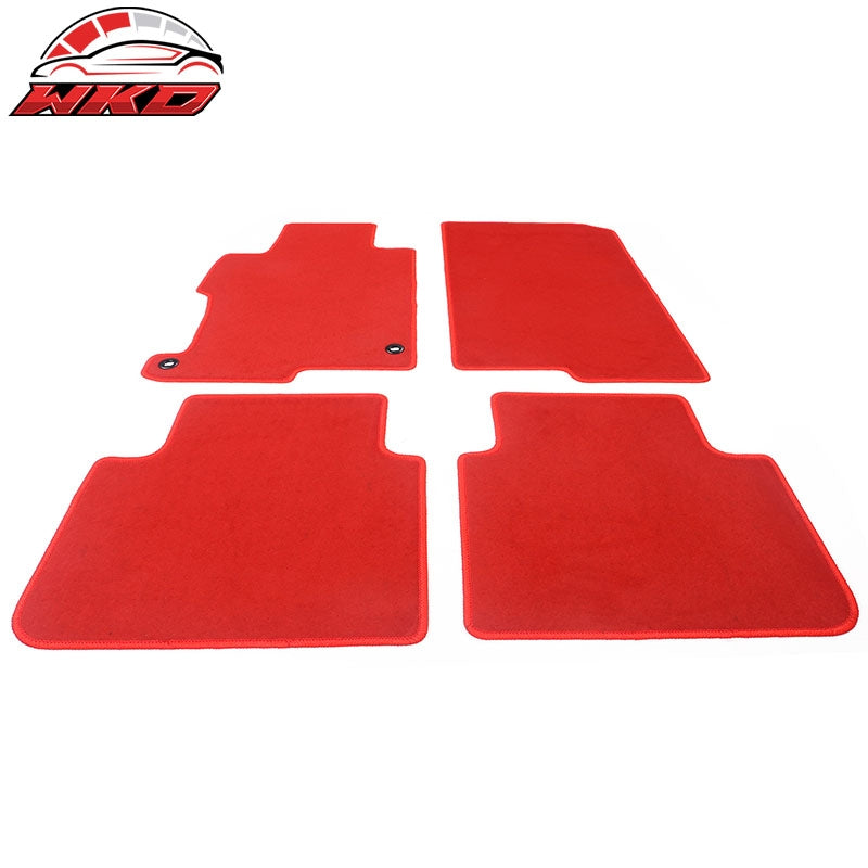 Fits 13-17 Honda Accord 4DR Floor Mats Liner Front Rear Nylon Red Carpets 4PCS