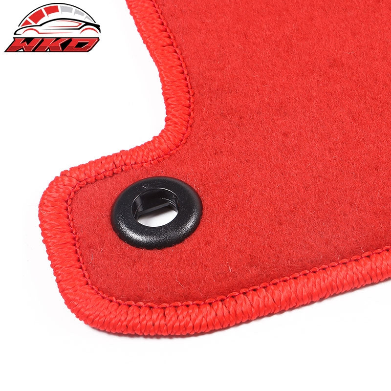 Fits 13-17 Honda Accord 4DR Floor Mats Liner Front Rear Nylon Red Carpets 4PCS