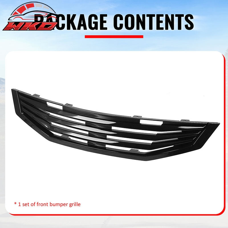 Fits 08-10 Honda Accord Coupe Mugen Style Front Upper Grille Gloss Black ABS