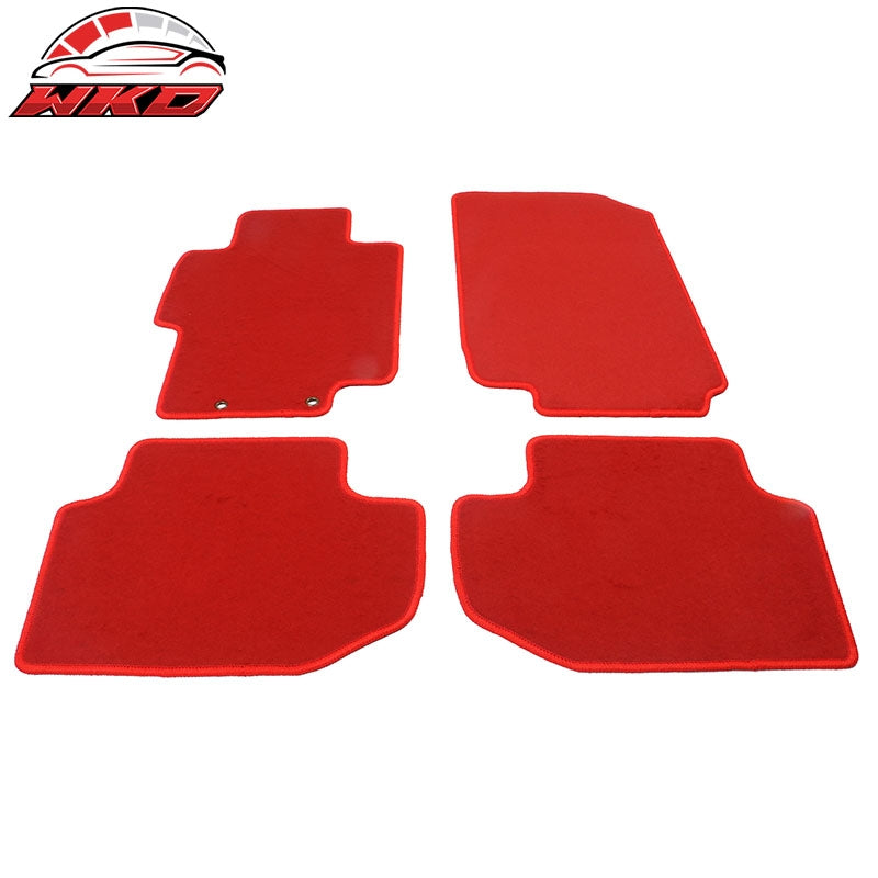 Fits 03-07 Honda Accord Car Floor Mats Liner Front & Rear Nylon Red Carpet 4PC