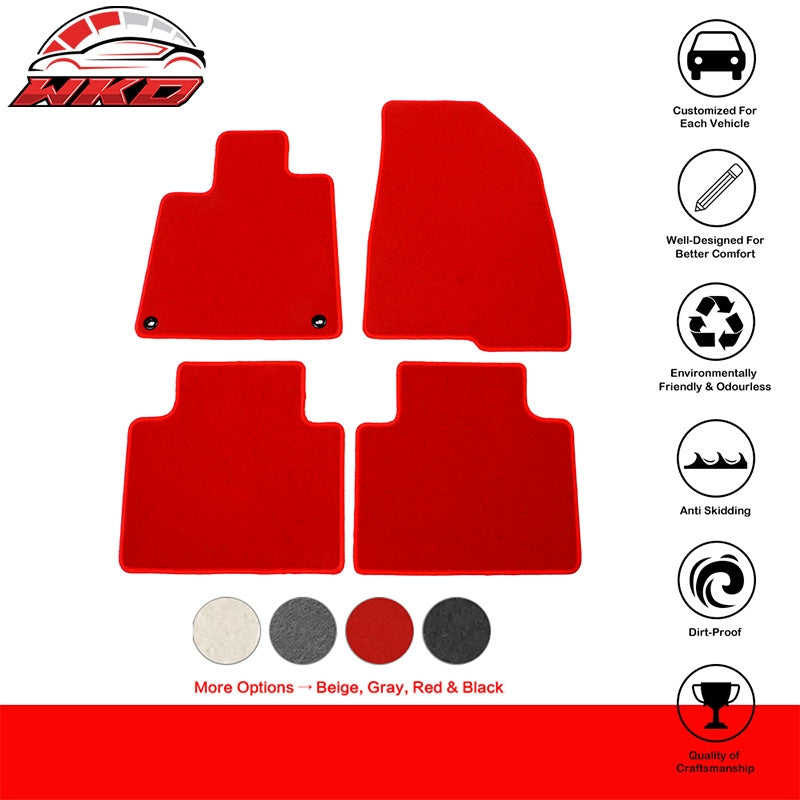 Fits 18-22 Honda Accord Car Floor Mats Liner Front Rear Nylon Red Carpets 4PC