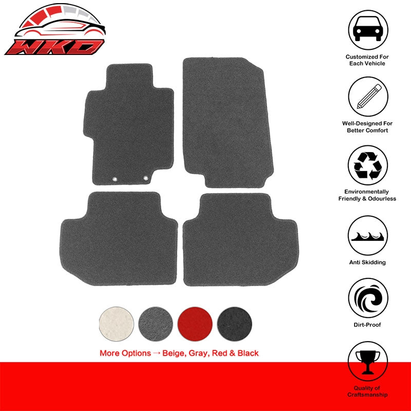 Fits 03-07 Honda Accord Floor Mats Carpet Front & Rear Gray 4PC - Nylon