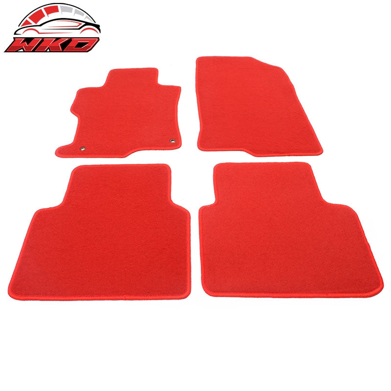Fits 08-12 Honda Accord Floor Mats Nylon Red Non-Slip Auto Carpets 4PC Set