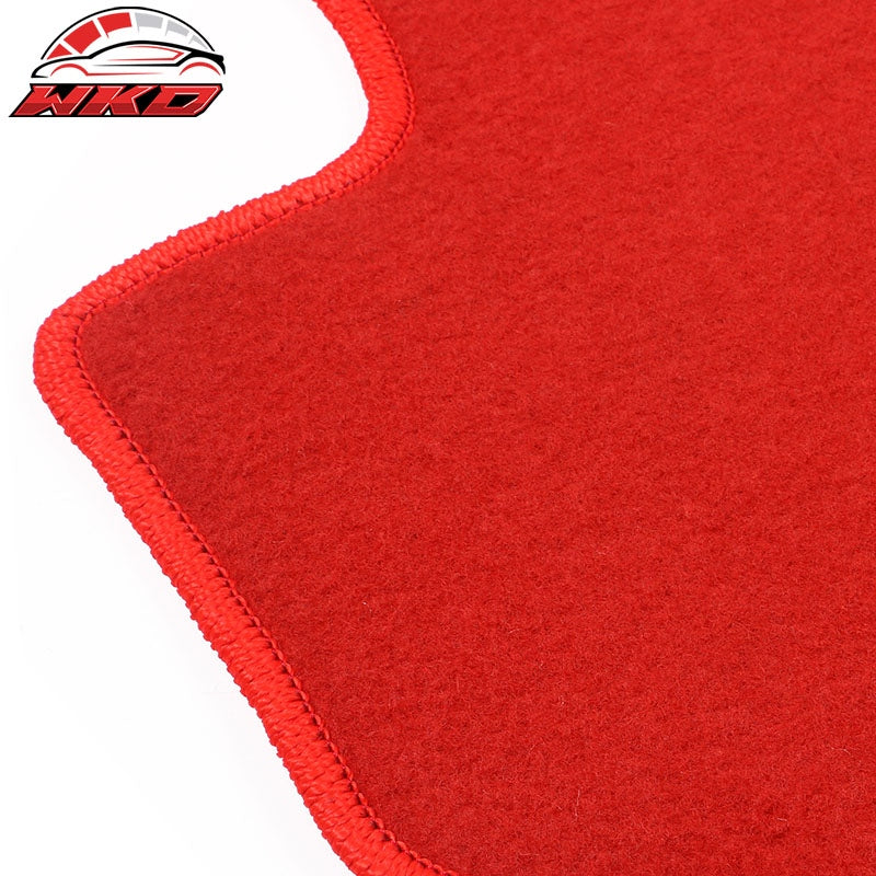 Fits 08-12 Honda Accord Floor Mats Nylon Red Non-Slip Auto Carpets 4PC Set
