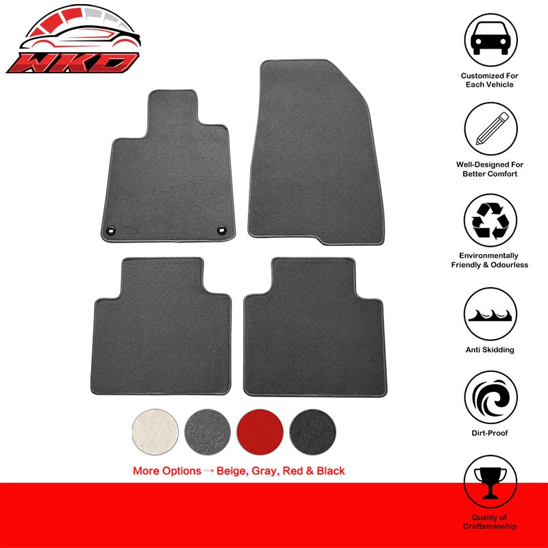 Fits 18-22 Honda Accord Nylon Car Floor Mats Carpet Front & Rear 4PC Set - Grey