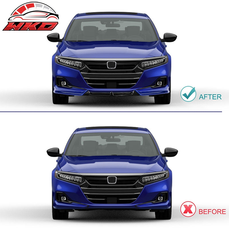 Fits 21-22 Honda Accord Front Bumper Lip Gloss Black & Still Night Pearl PP 3PC