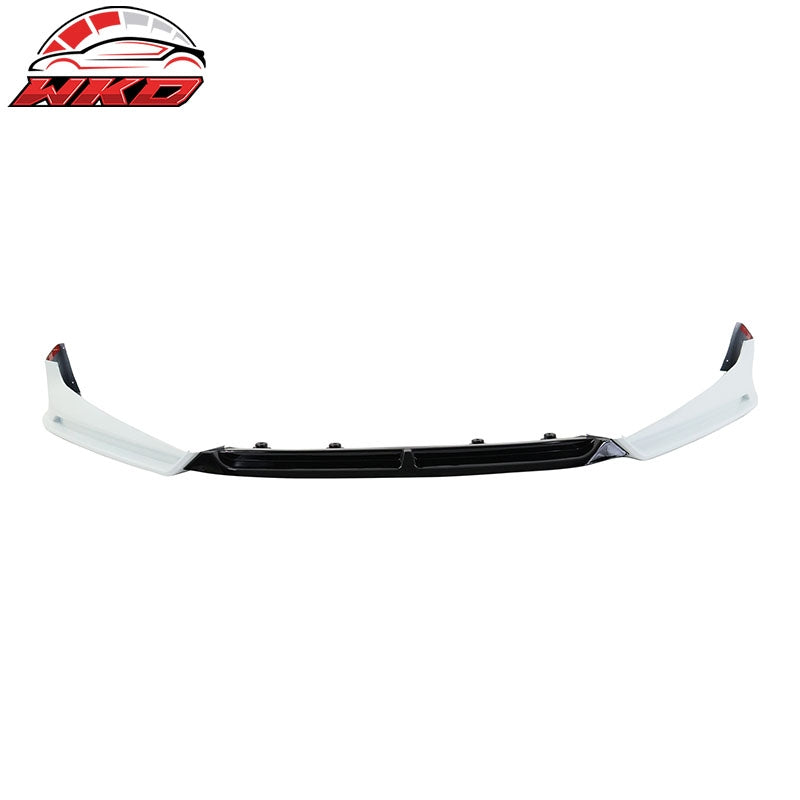 Fits 18-20 Honda Accord Front Bumper Lip Gloss Black & Platinum White Pearl 3PC