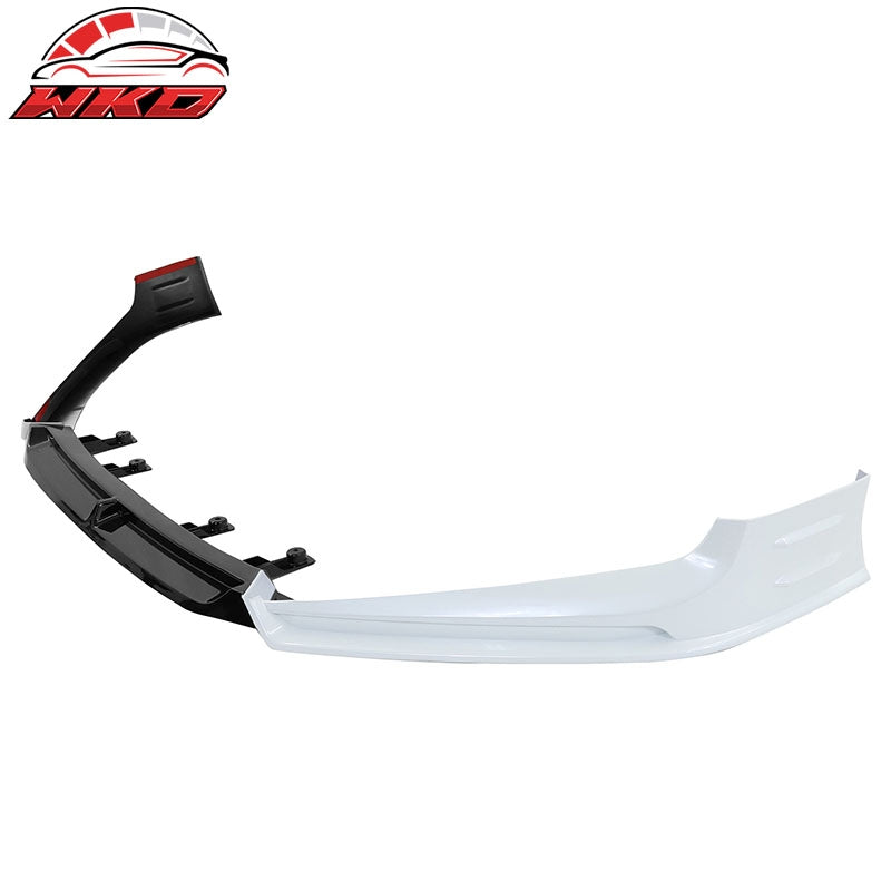 Fits 18-20 Honda Accord Front Bumper Lip Gloss Black & Platinum White Pearl 3PC