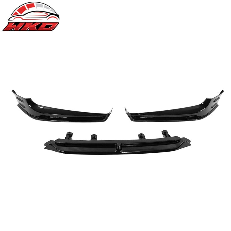 For 18-20 Honda Accord Gloss Black Front Bumper Lip Spoiler V5 Style PP 3PC