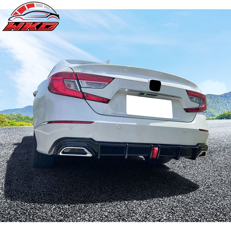 Fits 18-22 Honda Accord Hybrid LED Rear Bumper Lip Diffuser Spoiler Gloss Black