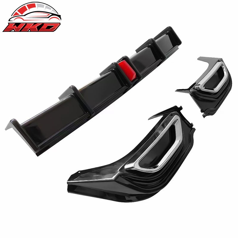 Fits 18-22 Honda Accord Hybrid LED Rear Bumper Lip Diffuser Spoiler Gloss Black