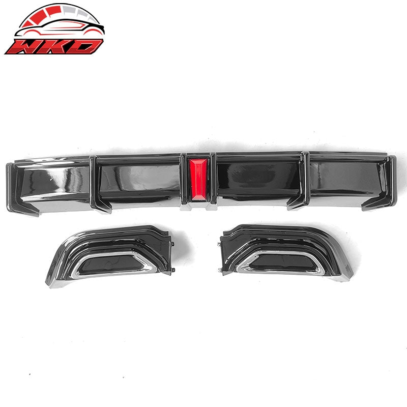 Fits 18-22 Honda Accord Hybrid LED Rear Bumper Lip Diffuser Spoiler Gloss Black