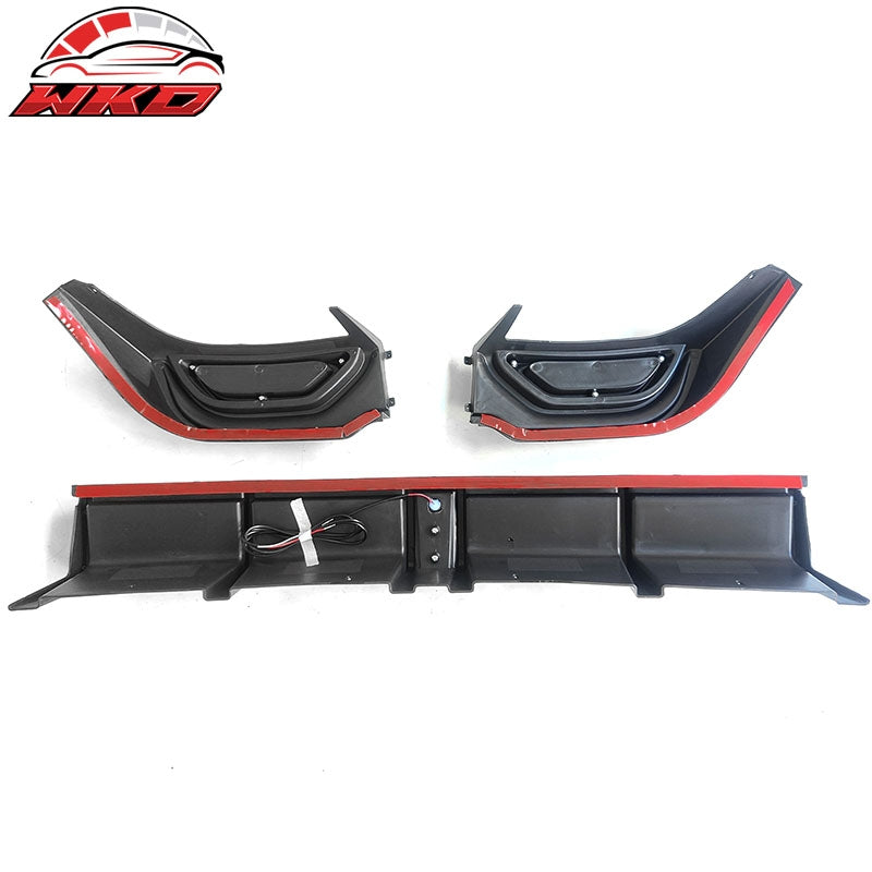 Fits 18-22 Honda Accord Hybrid LED Rear Bumper Lip Diffuser Spoiler Gloss Black