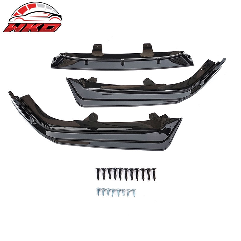 Fit 21-22 Honda Accord IKON V1 Style 3PC Front Bumper Lip Spoiler PP Gloss Black