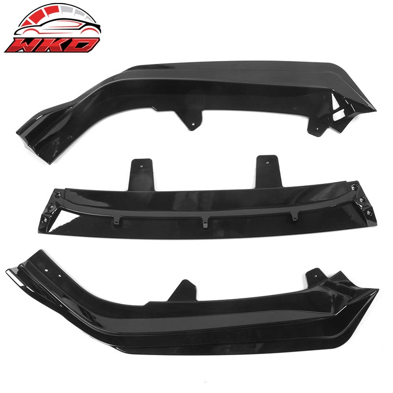 Fit 21-22 Honda Accord IKON V1 Style 3PC Front Bumper Lip Spoiler PP Gloss Black