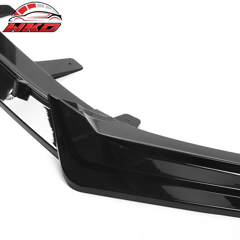 Fit 21-22 Honda Accord IKON V1 Style 3PC Front Bumper Lip Spoiler PP Gloss Black