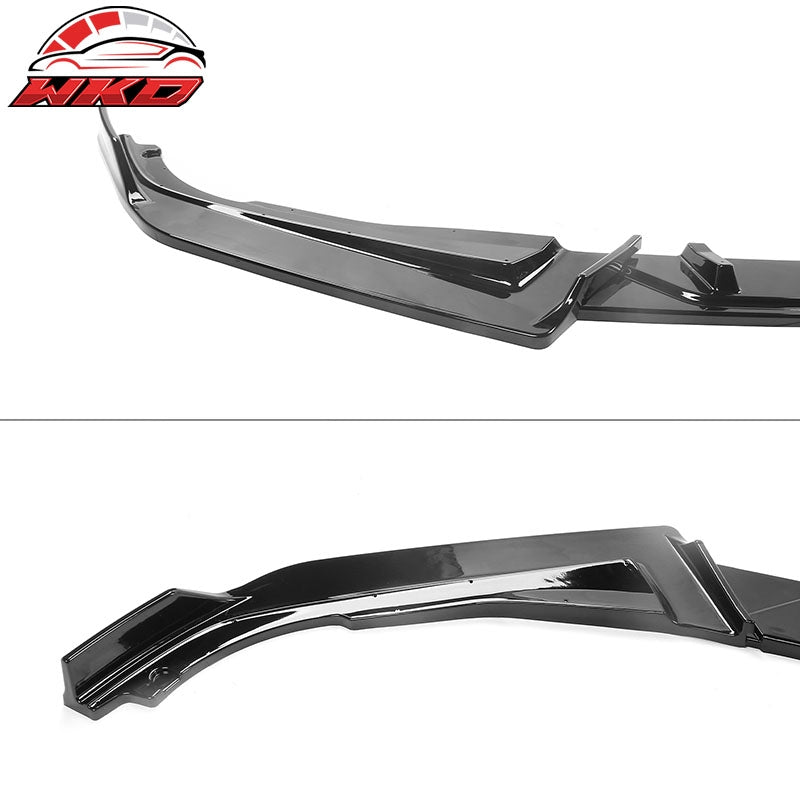 Fits 18-20 Honda Accord IKON V2 Style 3PCS Front Bumper Lip Kit PP Gloss Black