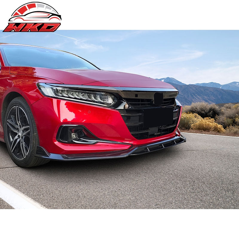 Fits 21-22 Honda Accord IKON V2 Carbon Fiber Print Front Bumper Lip Spoiler 4PCS