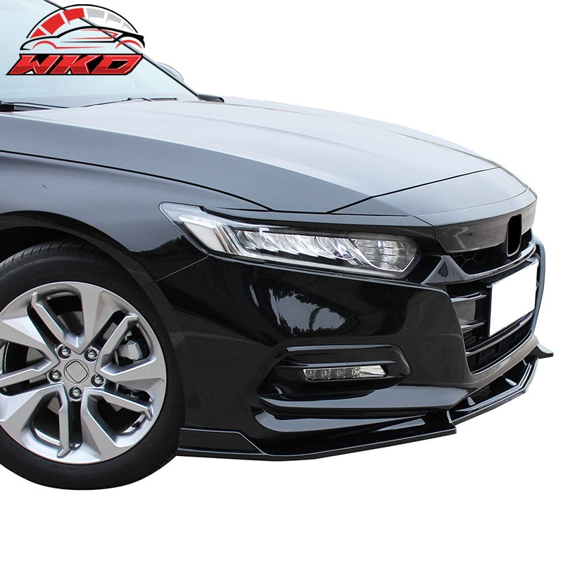 Fits 18-20 Honda Accord IKON V2 Style Carbon Fiber Print Front Bumper Lip PP 3PC