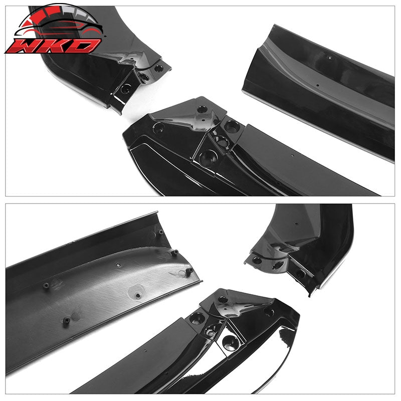 Fits 21-22 Honda Accord IKON V2 Gloss Black Front Bumper Lip Spoiler Kit PP 4PC