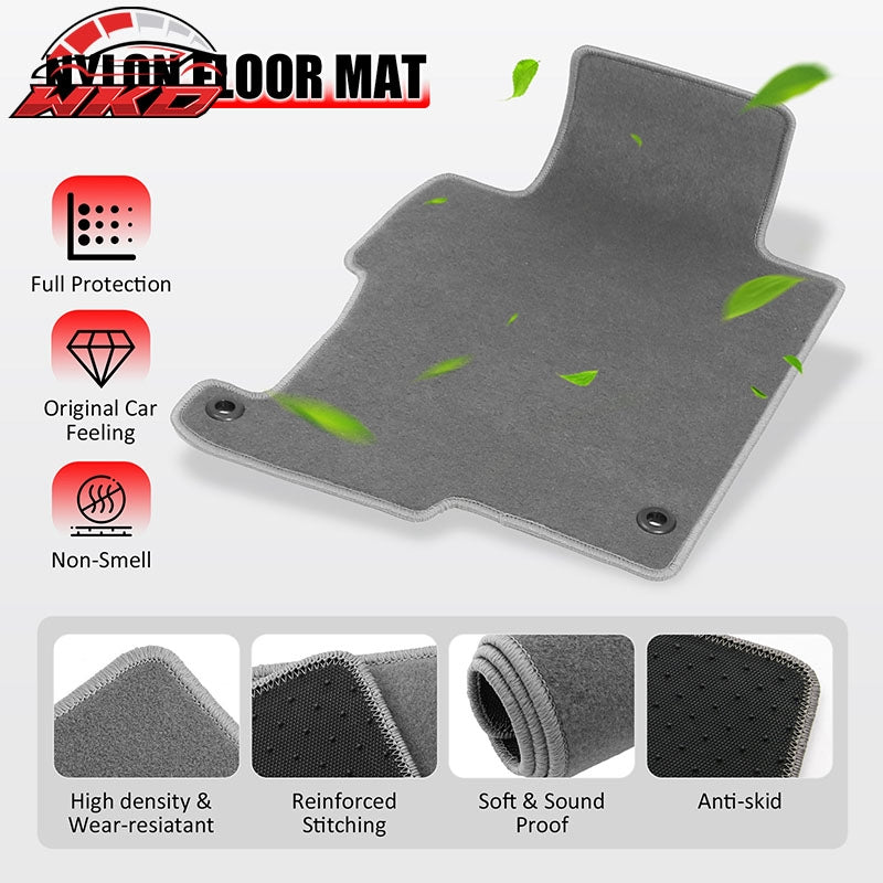 Fits 13-17 Honda Accord Sedan Floor Mats Liner Front Rear Nylon Grey Carpets 4PC