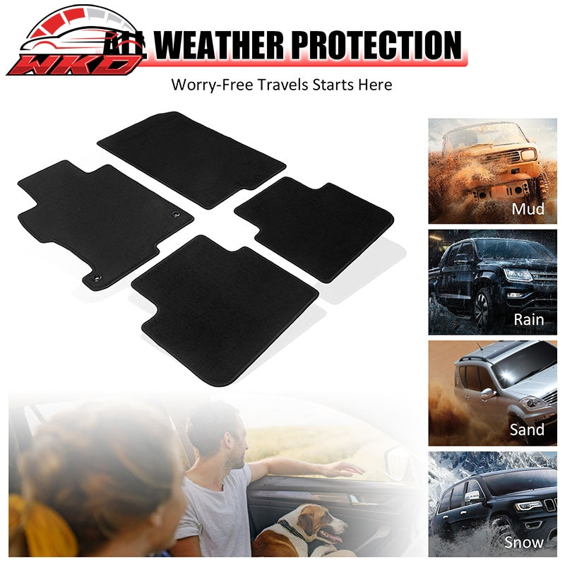Fits 13-17 Honda Accord Sedan Floor Mats Nylon Black Non-Slip Auto Carpets 4PCS