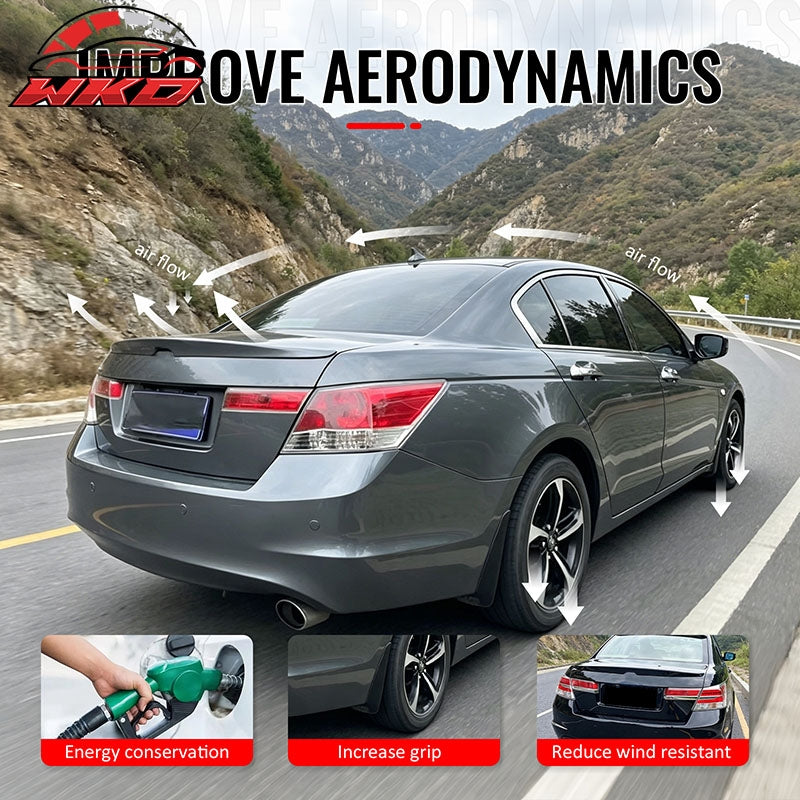 Fits 08-12 Honda Accord Sedan OE Style Trunk Spoiler Matte Black Rear Wing ABS