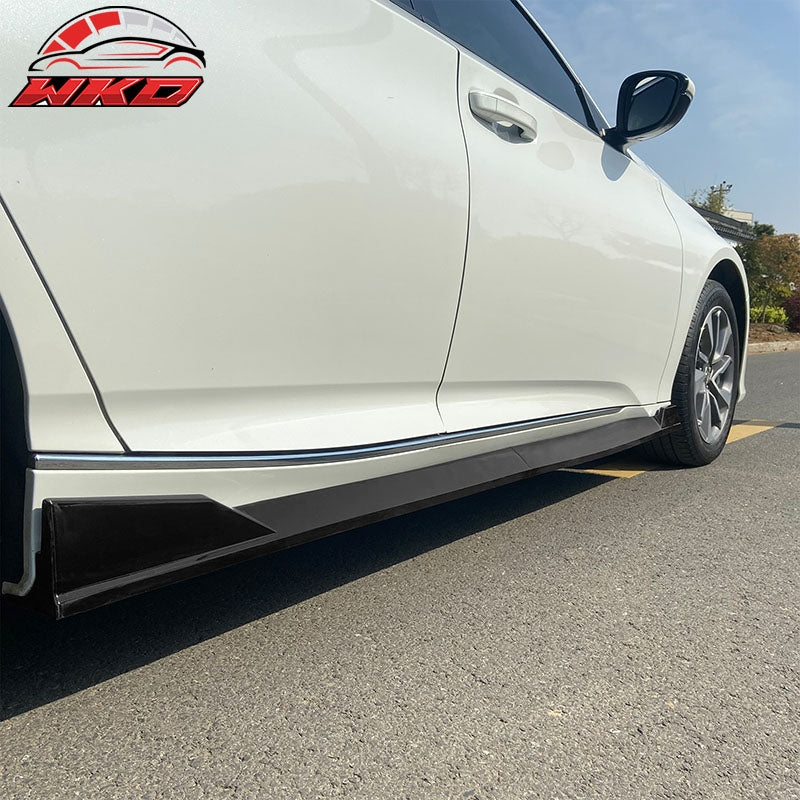 Fits 18-22 Honda Accord 4PCS Side Skirts Extension Rocker Panels PP Gloss Black