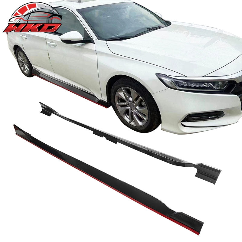 Wholesale 18-22 Honda Accord 4PCS Side Skirts Lip Extension PP Gloss Black W/Red Edge - Wikond Auto