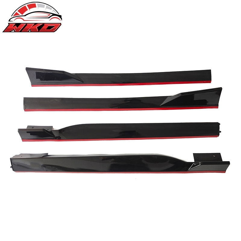 Wholesale 18-22 Honda Accord 4PCS Side Skirts Lip Extension PP Gloss Black W/Red Edge - Wikond Auto