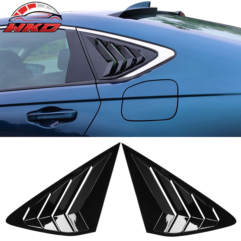 Fits 23-26 Honda Accord IKON Side Quarter Window Louver Covers ABS - Gloss Black