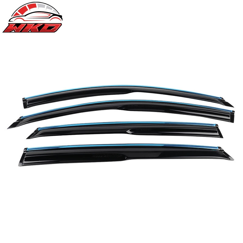 Fits 18-26 Honda Accord Mugen Style 4PCS Tape-On Window Visors W/Chrome Trim