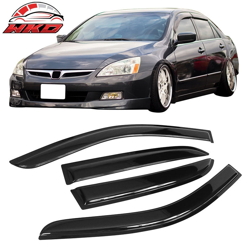 Fits 03-07 Honda Accord Sedan 4Dr 4PCS Window Visors Vent Rain Sun Guard Tape-On