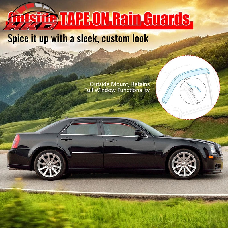 Fits 03-07 Honda Accord Sedan 4Dr 4PCS Window Visors Vent Rain Sun Guard Tape-On